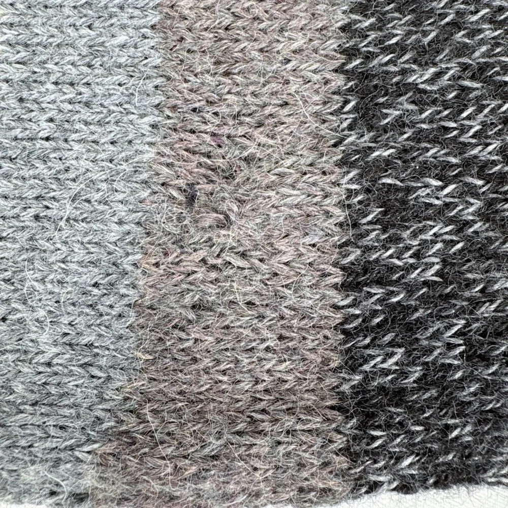 Hand Knit Alpaca Wool Blend Fair Isle Beanie and‎ Scarf in One Blue Grey